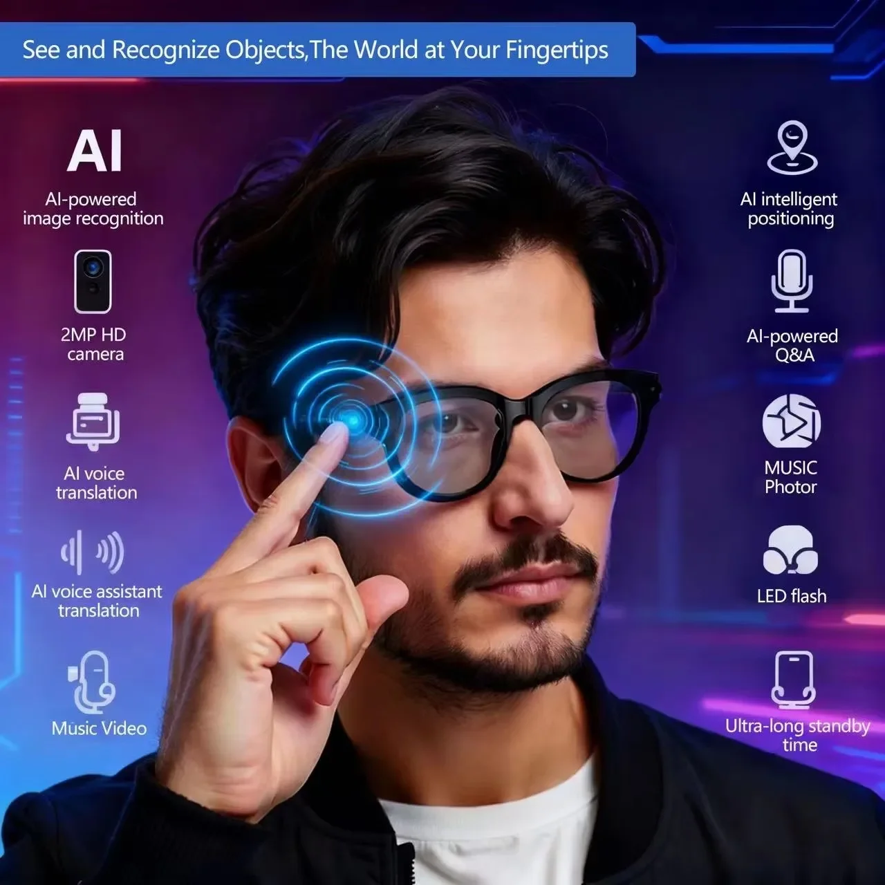 AI Sunglasses for Men with Rea - Audio Music Arabic บทวิจารณ์และราคา