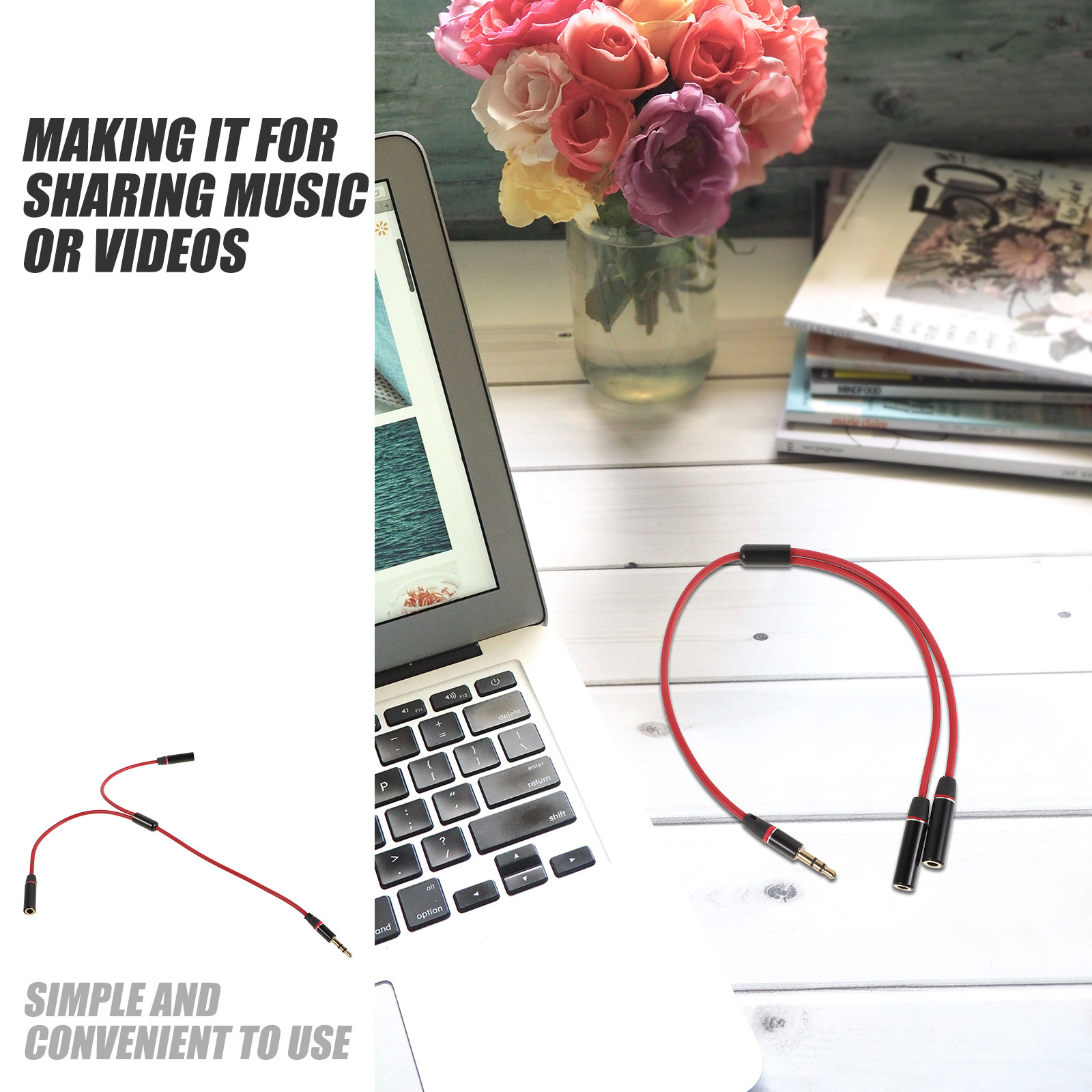 Audio Splitter Cable 3.5mm Mal - Audio And Music Splitter บทวิจารณ์และราคา