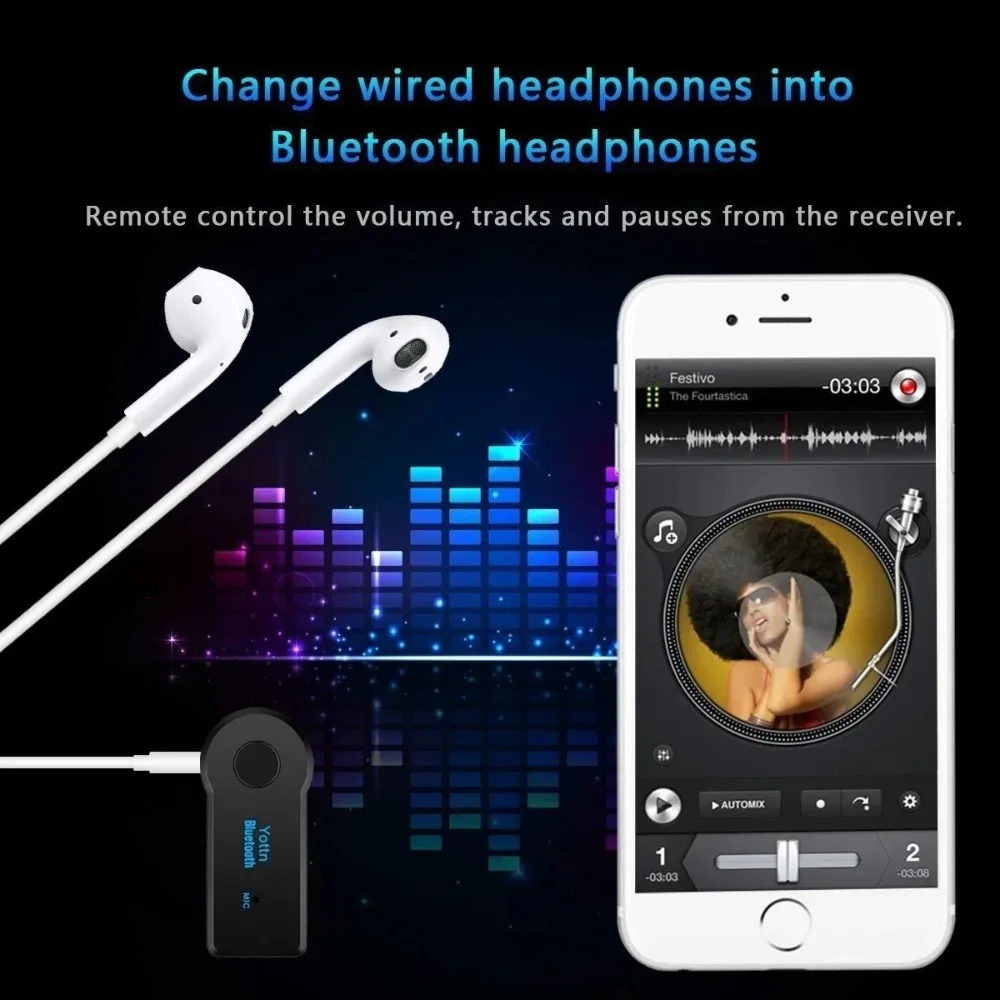 Bluetooth4.2 AUX Audio Stereo  - Audio Without Music บทวิจารณ์และราคา