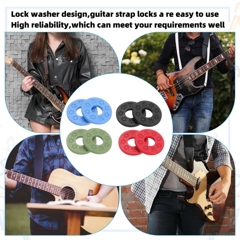 10 Pcs Guitar Rubber Strap Loc - Guitar Strap Padded บทวิจารณ์และราคา