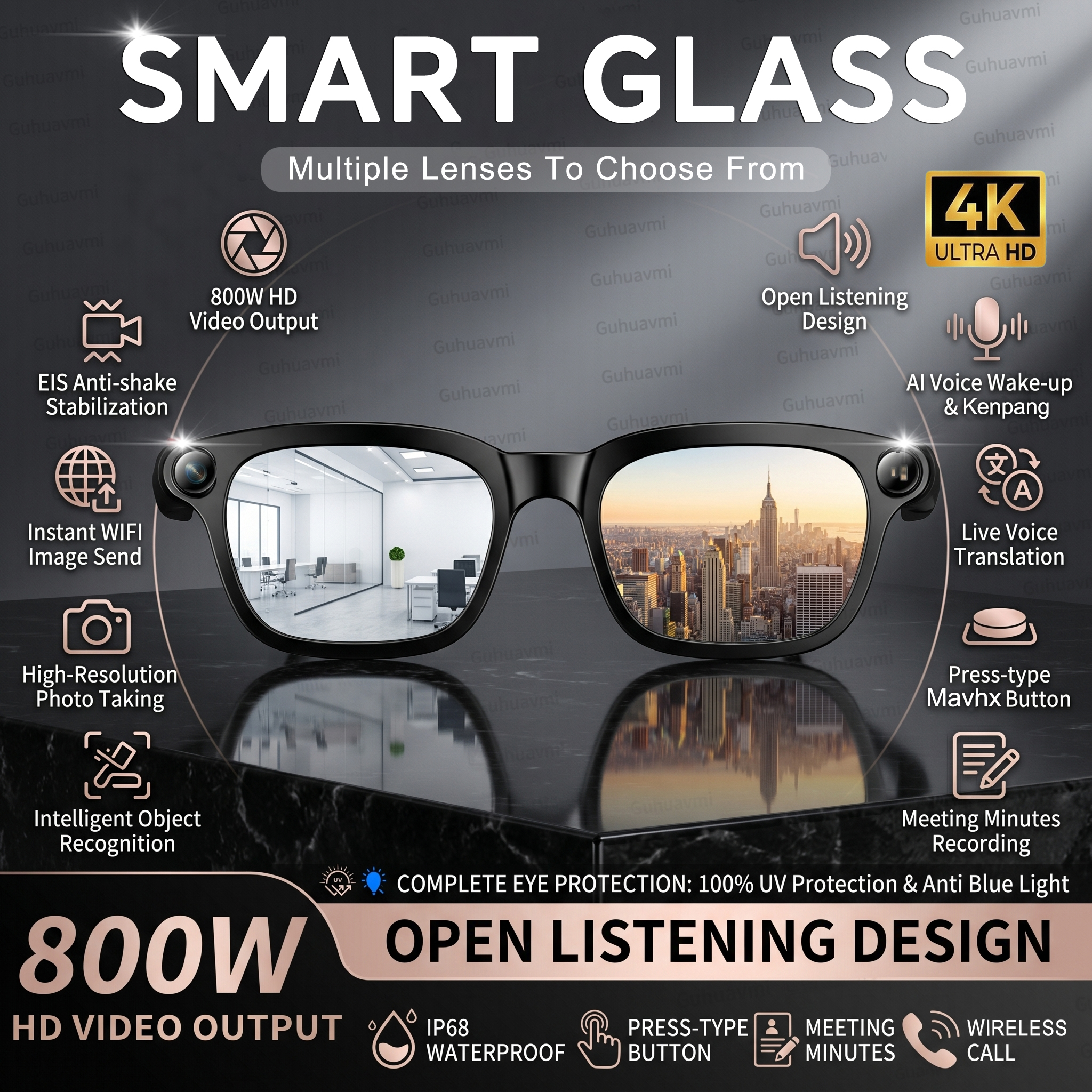 New Smart AI Glasses with 800W - Audio Music Arabic บทวิจารณ์และราคา
