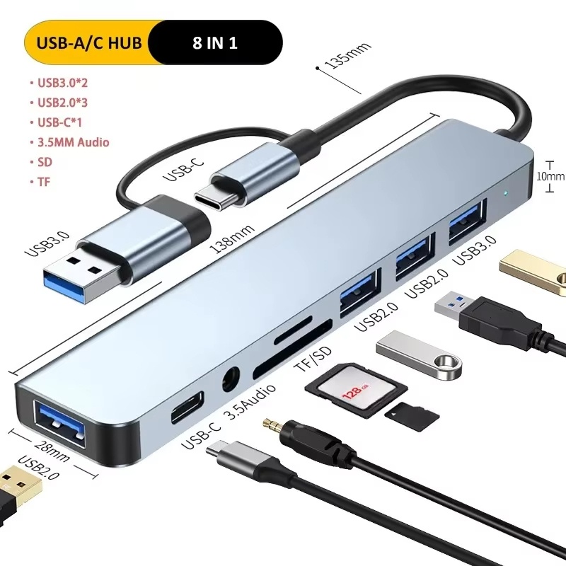 Type C Hub USB Splitter 8 In 1 - Audio Music Splitter บทวิจารณ์และราคา