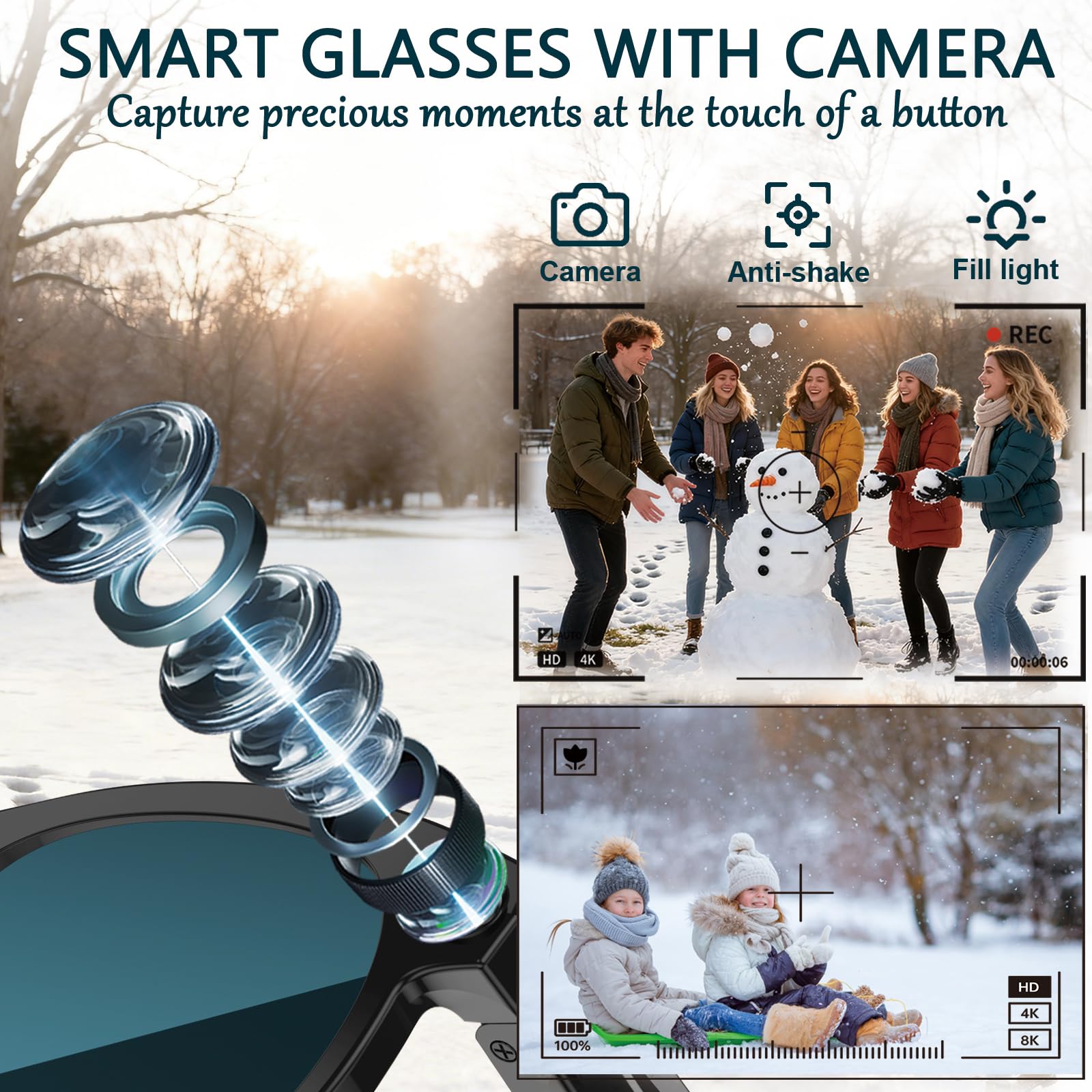 Black Smart Ai Glasses for Men - Audio Music Arabic บทวิจารณ์และราคา