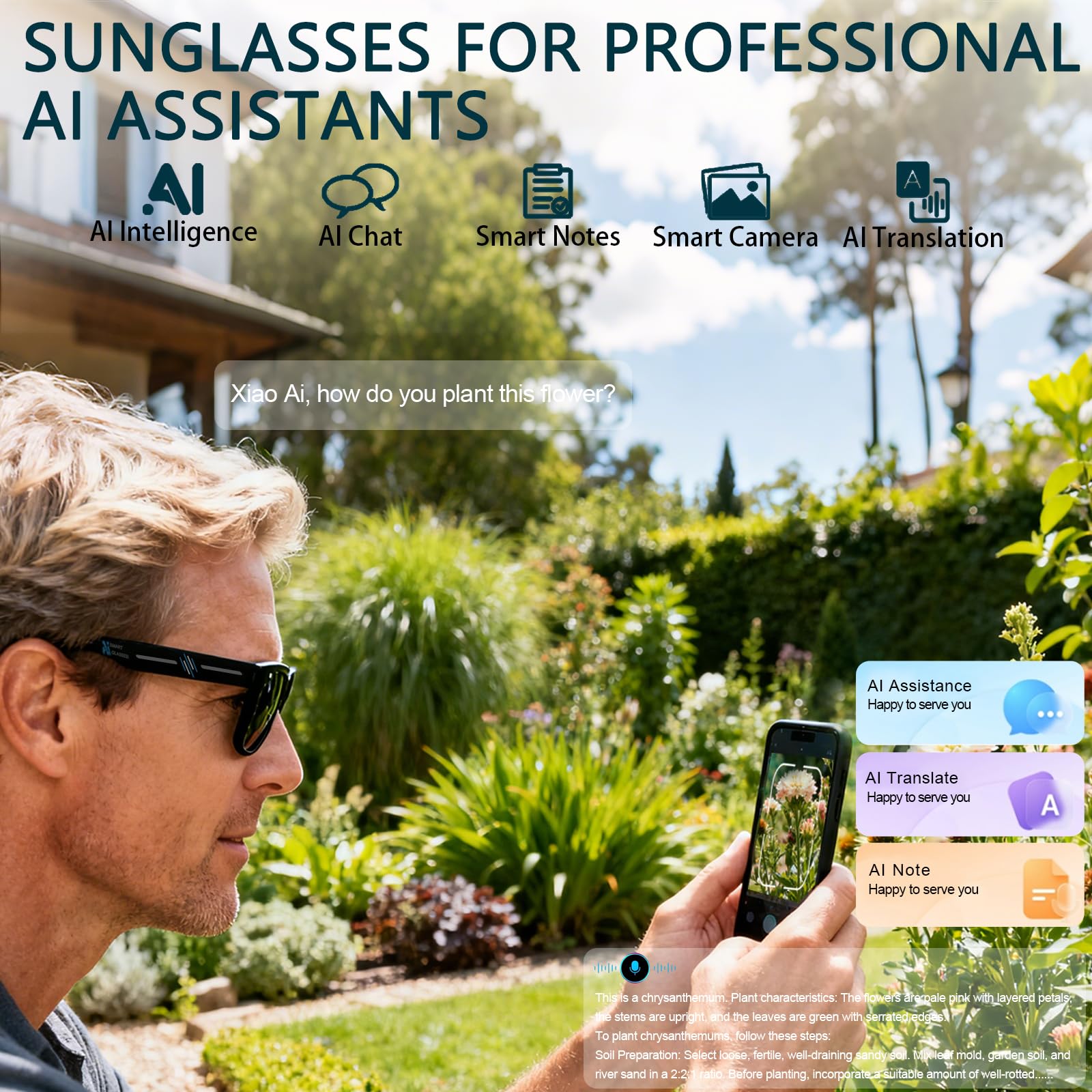 Black Smart Ai Glasses for Men - Audio Music Arabic บทวิจารณ์และราคา