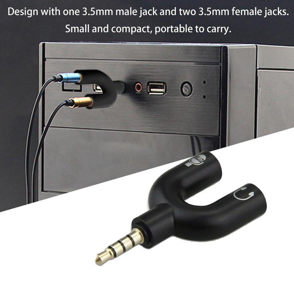 1PC Dual 3.5MM U Type Adapter  - Audio Music Splitter บทวิจารณ์และราคา