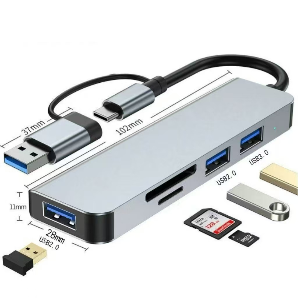 USB C Hub USB Splitter 8 in 1  - Audio Music Splitter บทวิจารณ์และราคา