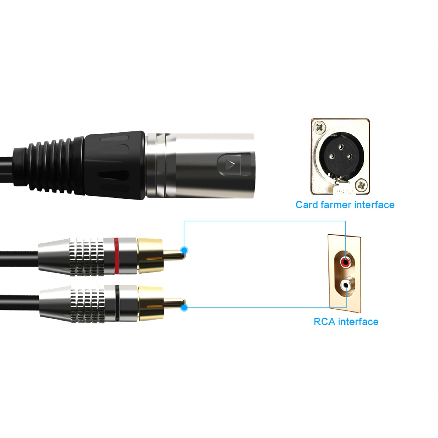 1 XLR Male to 2 RCA Male Plug  - Audio Music Splitter บทวิจารณ์และราคา
