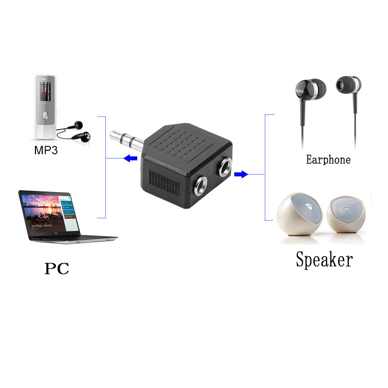 Audio Earphone Splitter Adapte - Audio And Music Splitter บทวิจารณ์และราคา