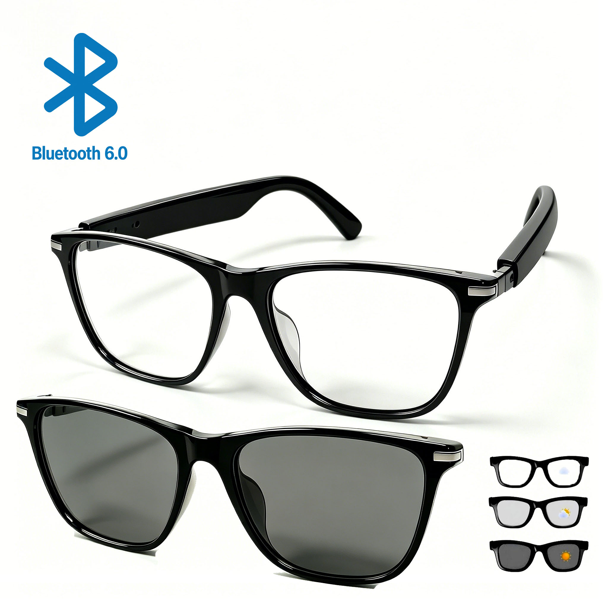 Black Smart Bluetooth Glasses  - Audio Music Bluetooth บทวิจารณ์และราคา