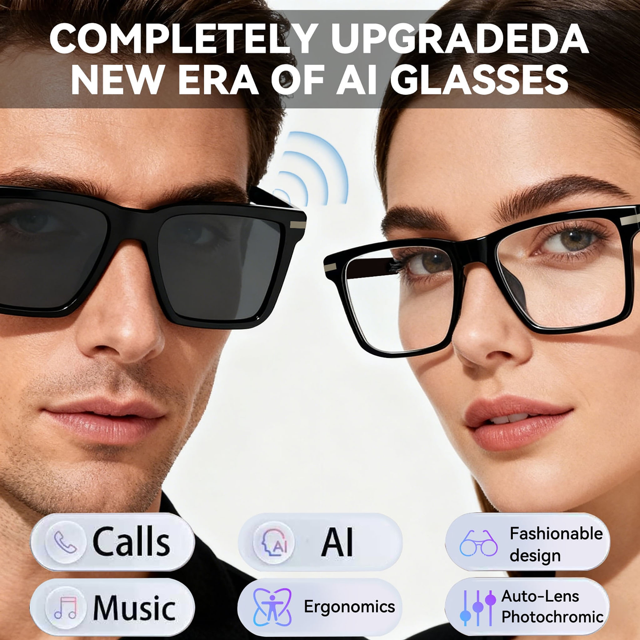 Black Smart Bluetooth Glasses  - Audio Music Bluetooth บทวิจารณ์และราคา